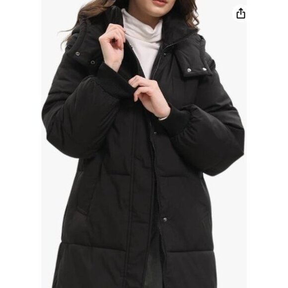 Puffit Coat Black NWT Size Large Long Puffer Jacket Thickened Winter Hooded Deep - Picture 9 of 13